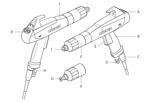 Tay cầm thay thế phụ tùng súng sơn tĩnh điện thủ công PEM - X1